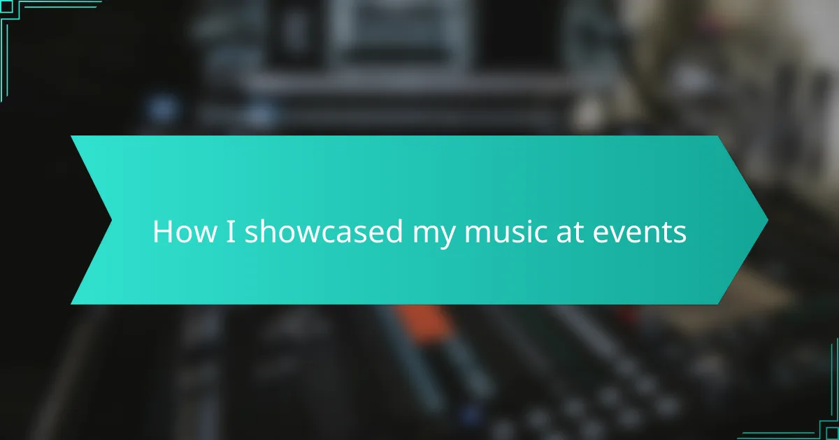 How I showcased my music at events