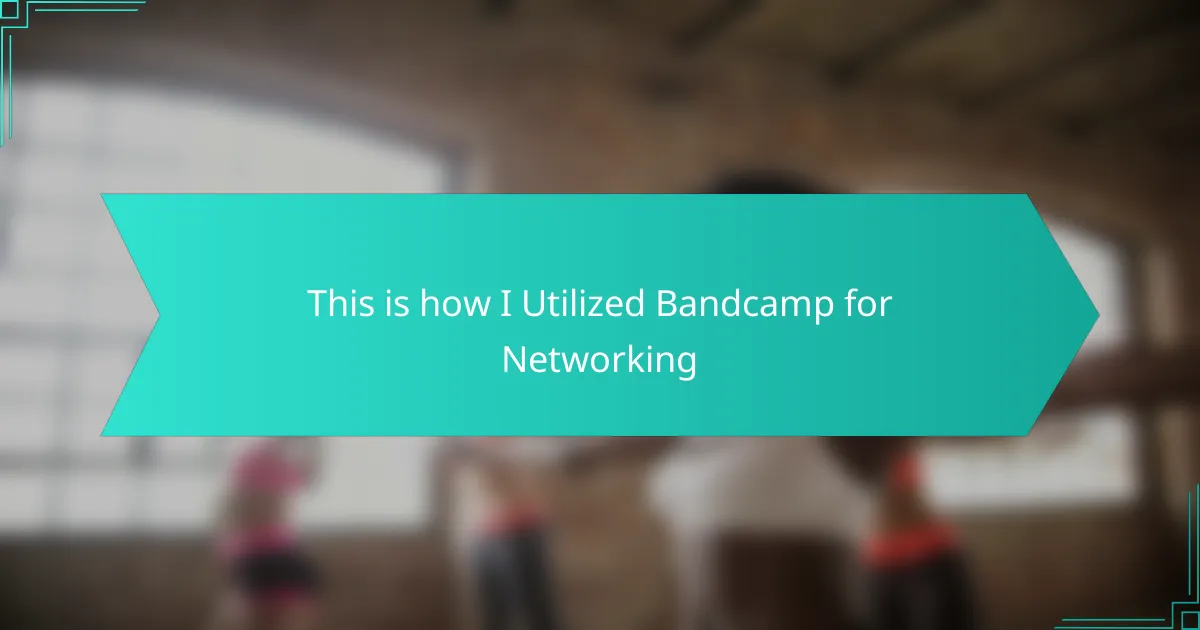 This is how I Utilized Bandcamp for Networking