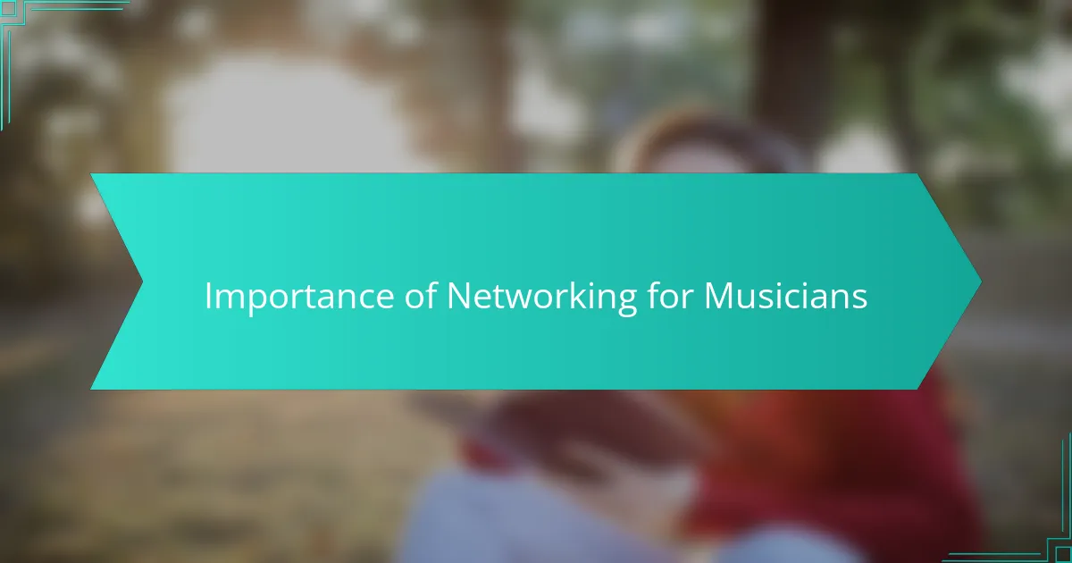 Importance of Networking for Musicians