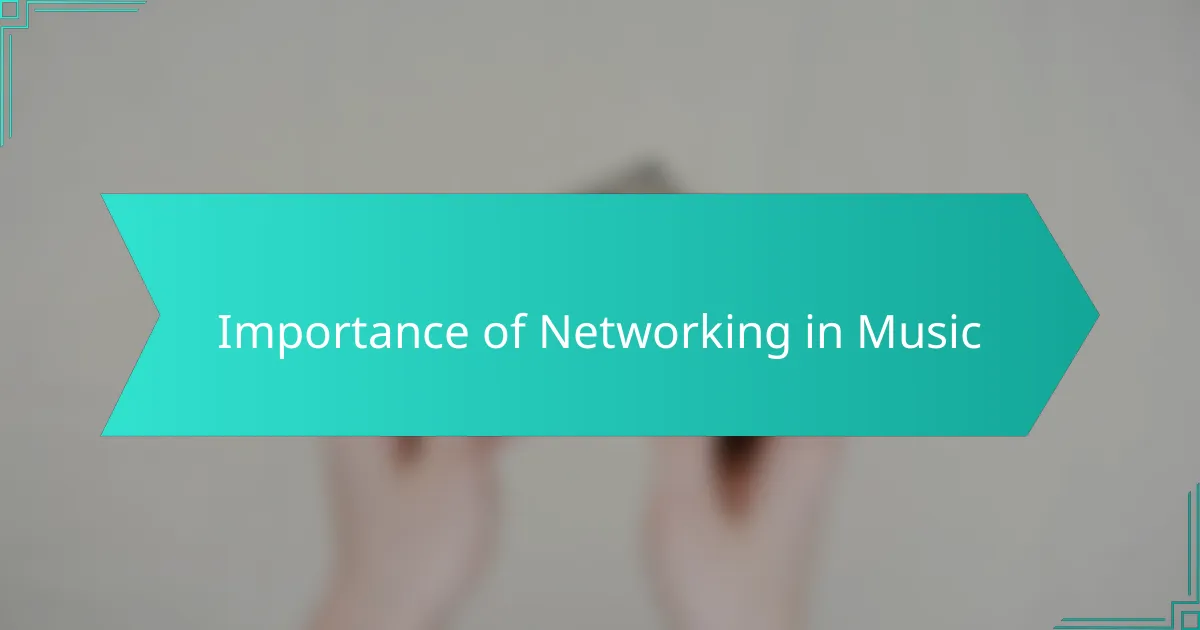Importance of Networking in Music