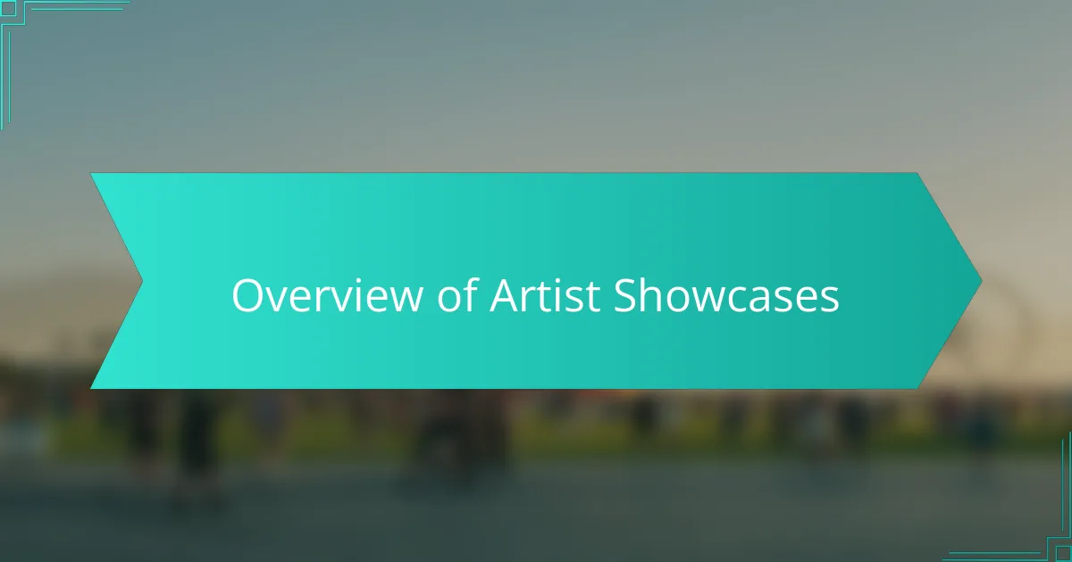 Overview of Artist Showcases
