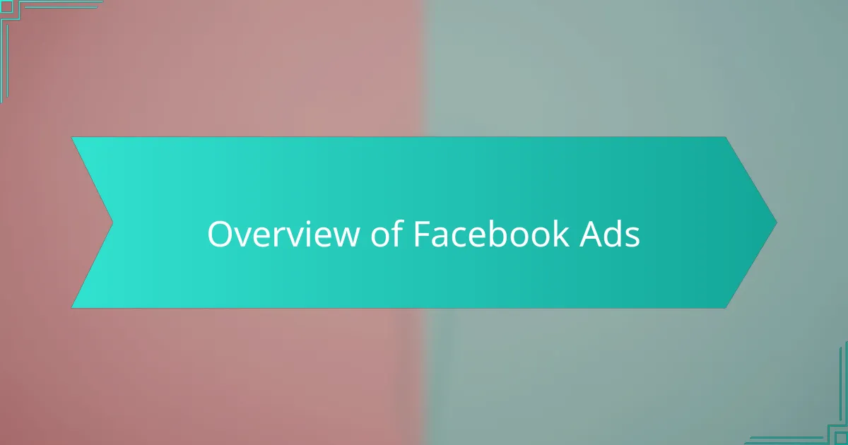 Overview of Facebook Ads