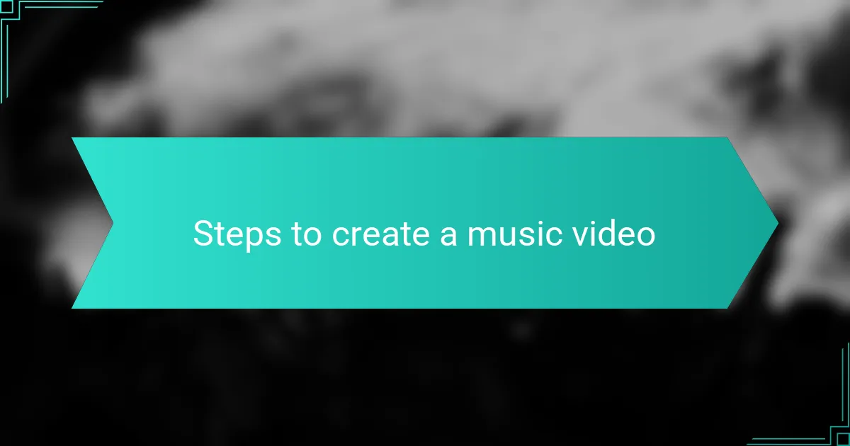 Steps to create a music video