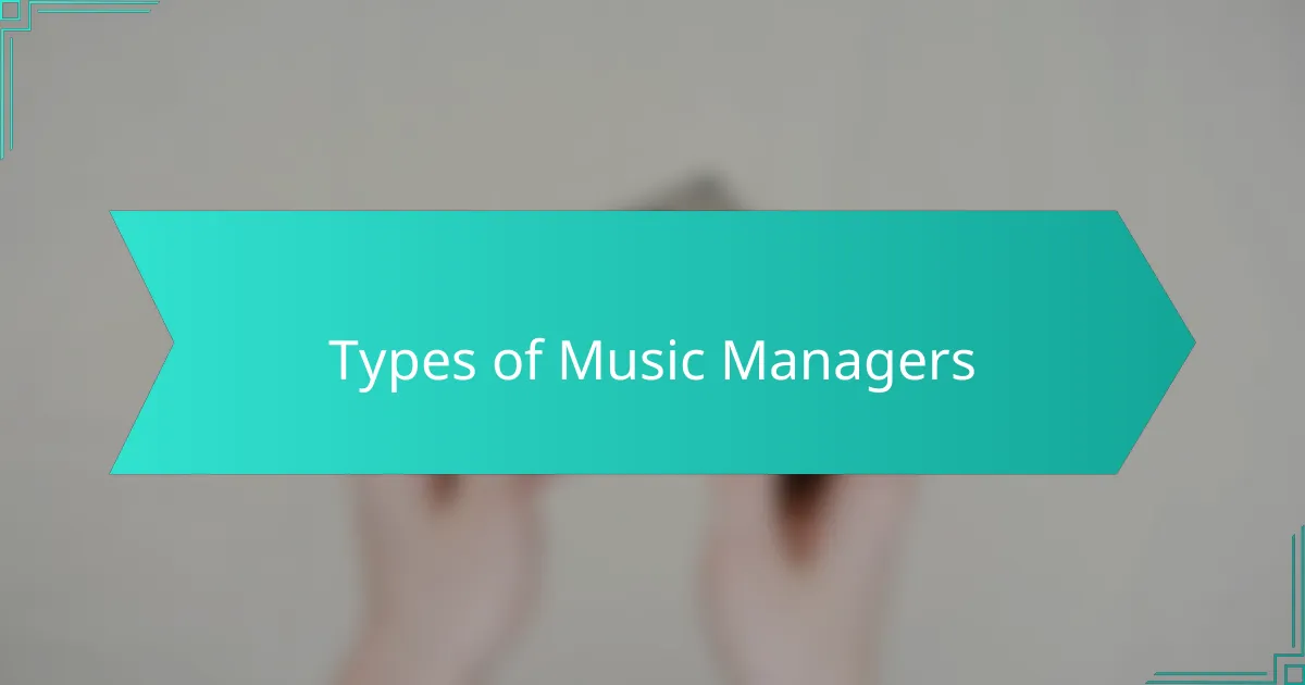 Types of Music Managers